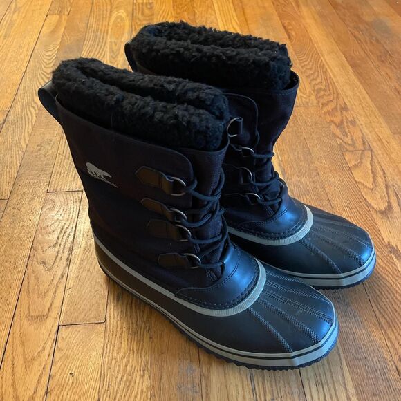 sorel 1964 pac nylon insulated waterproof black and white boot mens size 12 - Picture 2 of 8